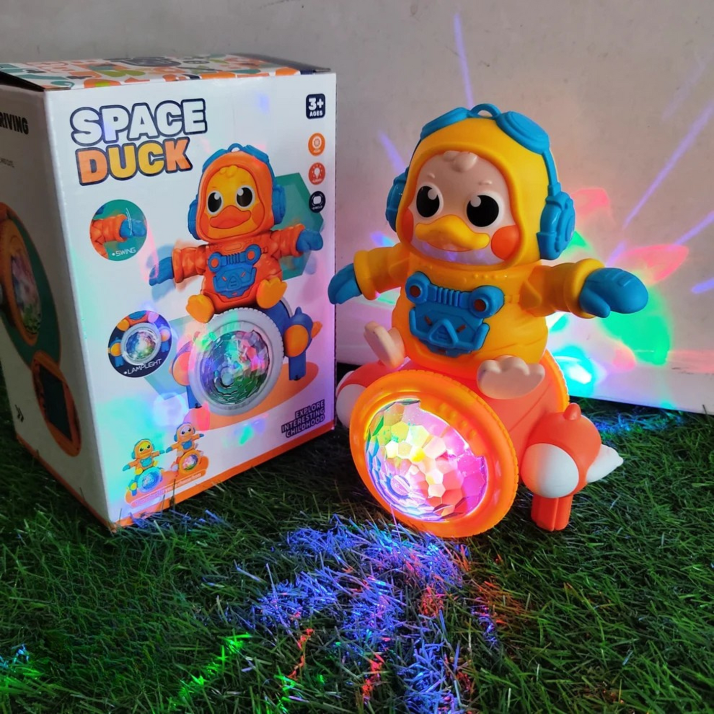 Space Duck Toy with Rocket Wheel & Colorful Lights β Musical Moving Toy
