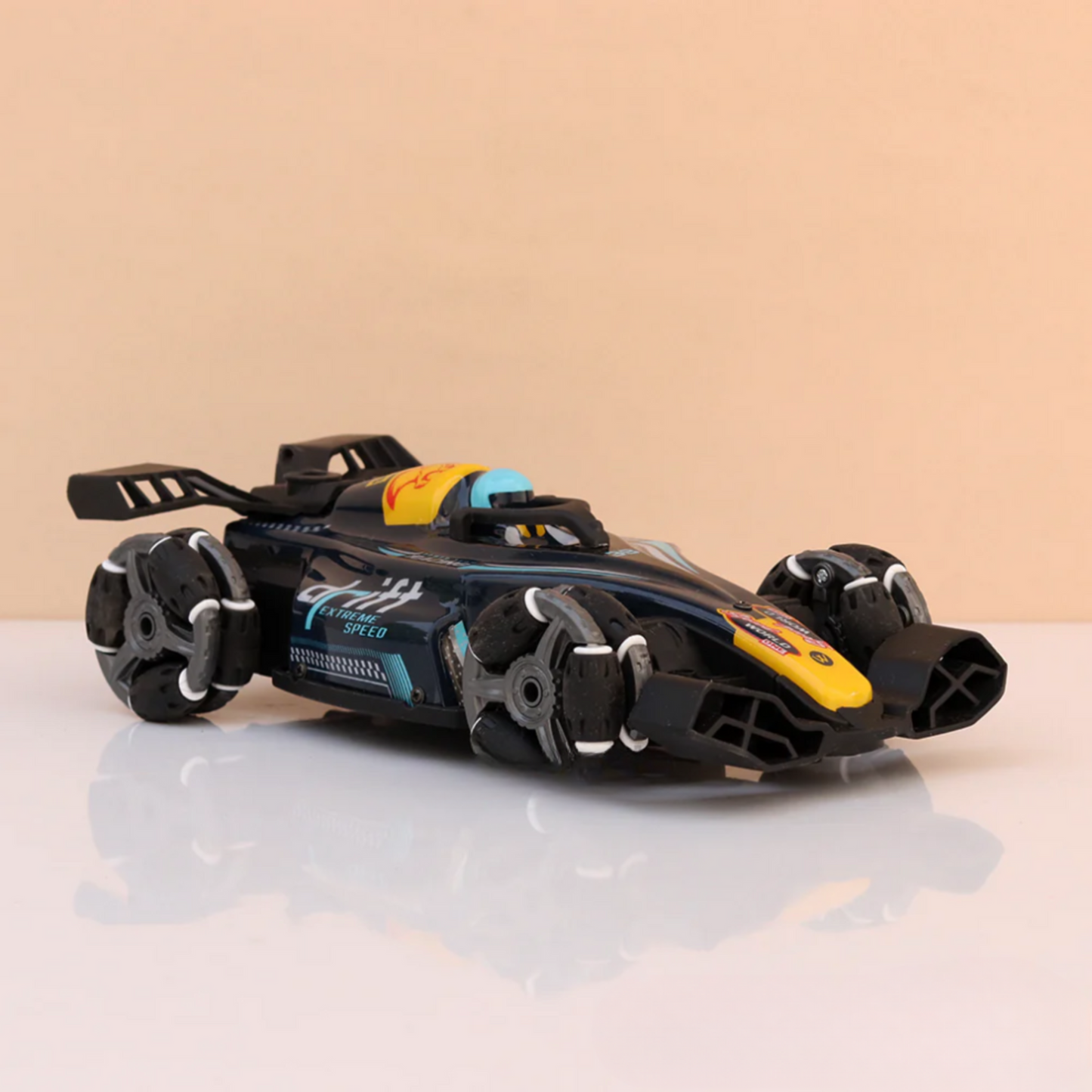 2-in-1 Gesture & Remote Control Drift Racing Car โ 360ยฐ Spins, Lights, Music & Spray Effect for Kids