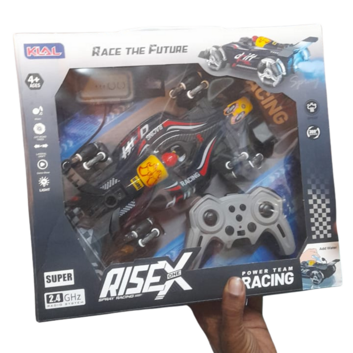 2-in-1 Gesture & Remote Control Drift Racing Car โ 360ยฐ Spins, Lights, Music & Spray Effect for Kids