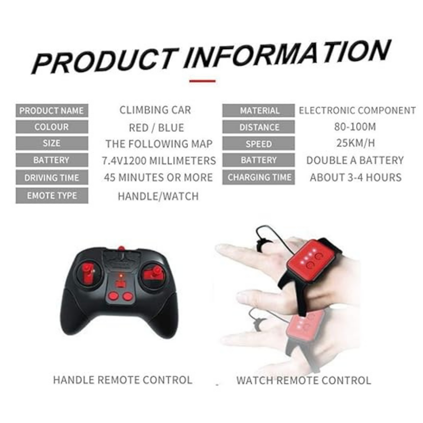 360° Gesture Sensing RC Stunt Car – Dual Remote Control with Watch Sensor, Music & Lights