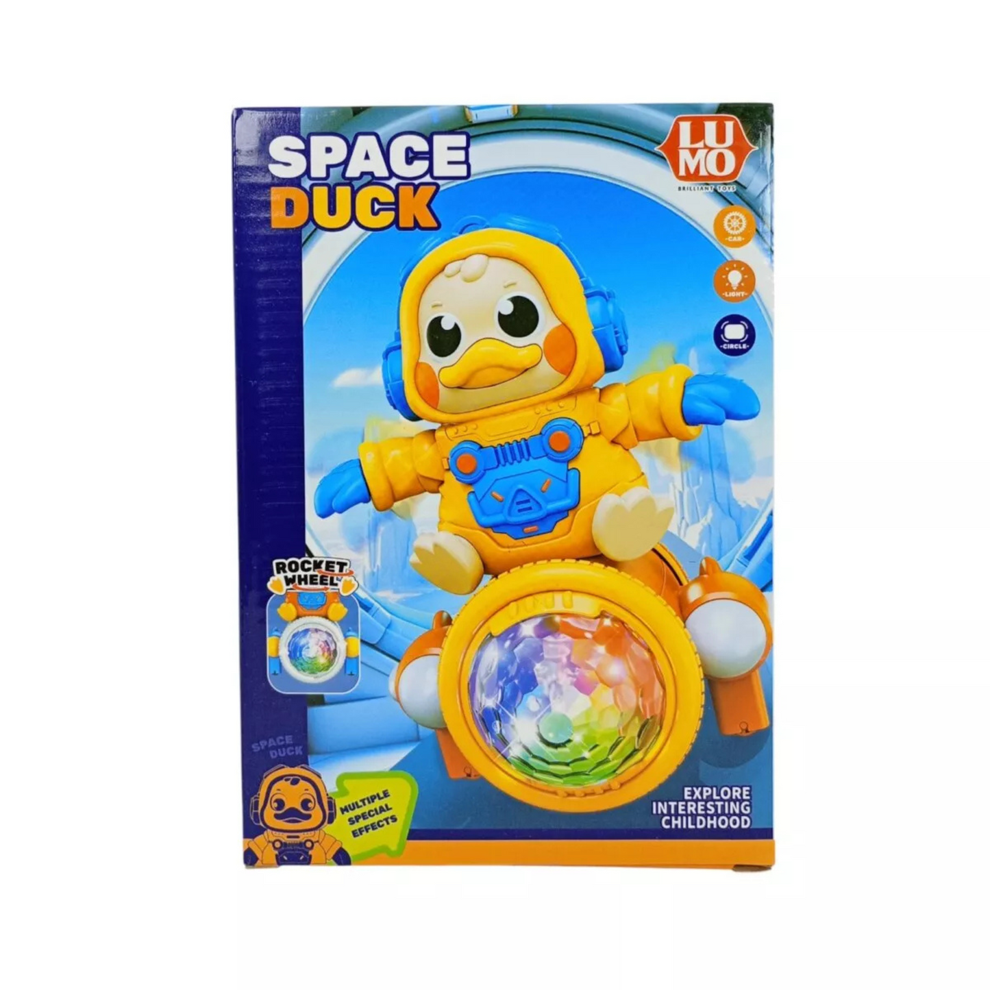 Space Duck Toy with Rocket Wheel & Colorful Lights β Musical Moving Toy