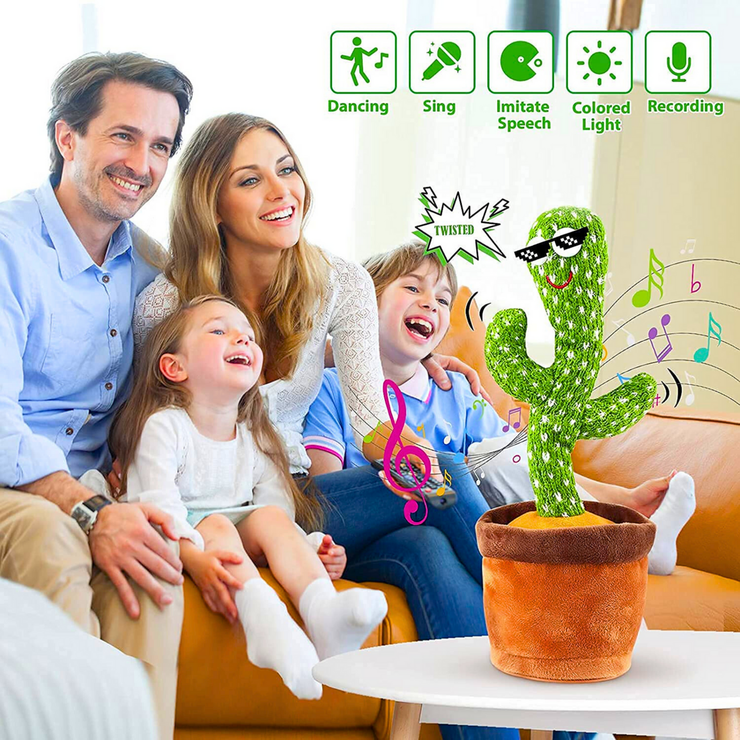 Dancing Cactus Toy β Talking, Singing & Glowing Plush for Kids