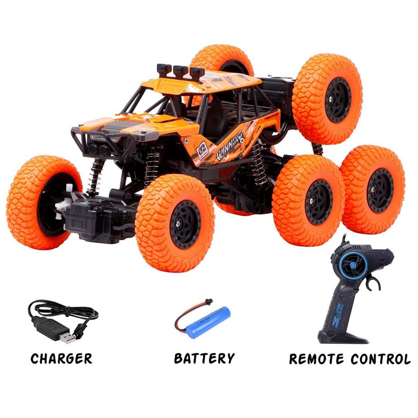 6 Wheel Remote Control Rock Climbing Car β 4WD Off-Road Monster Truck Rechargeable Battery β High-Speed RC Racing Car for Kids