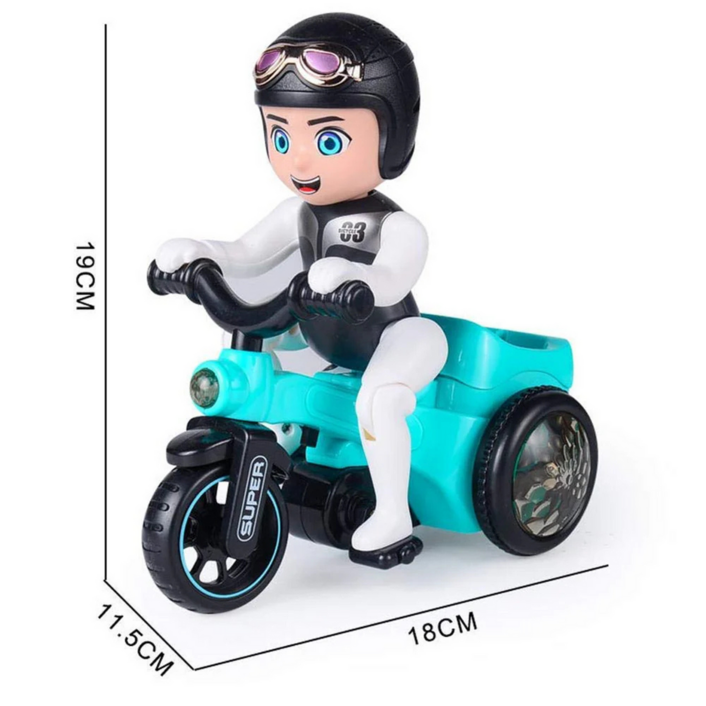 Automatic Stunt Biker Toy with 360Β° Rotation, Lights & Music