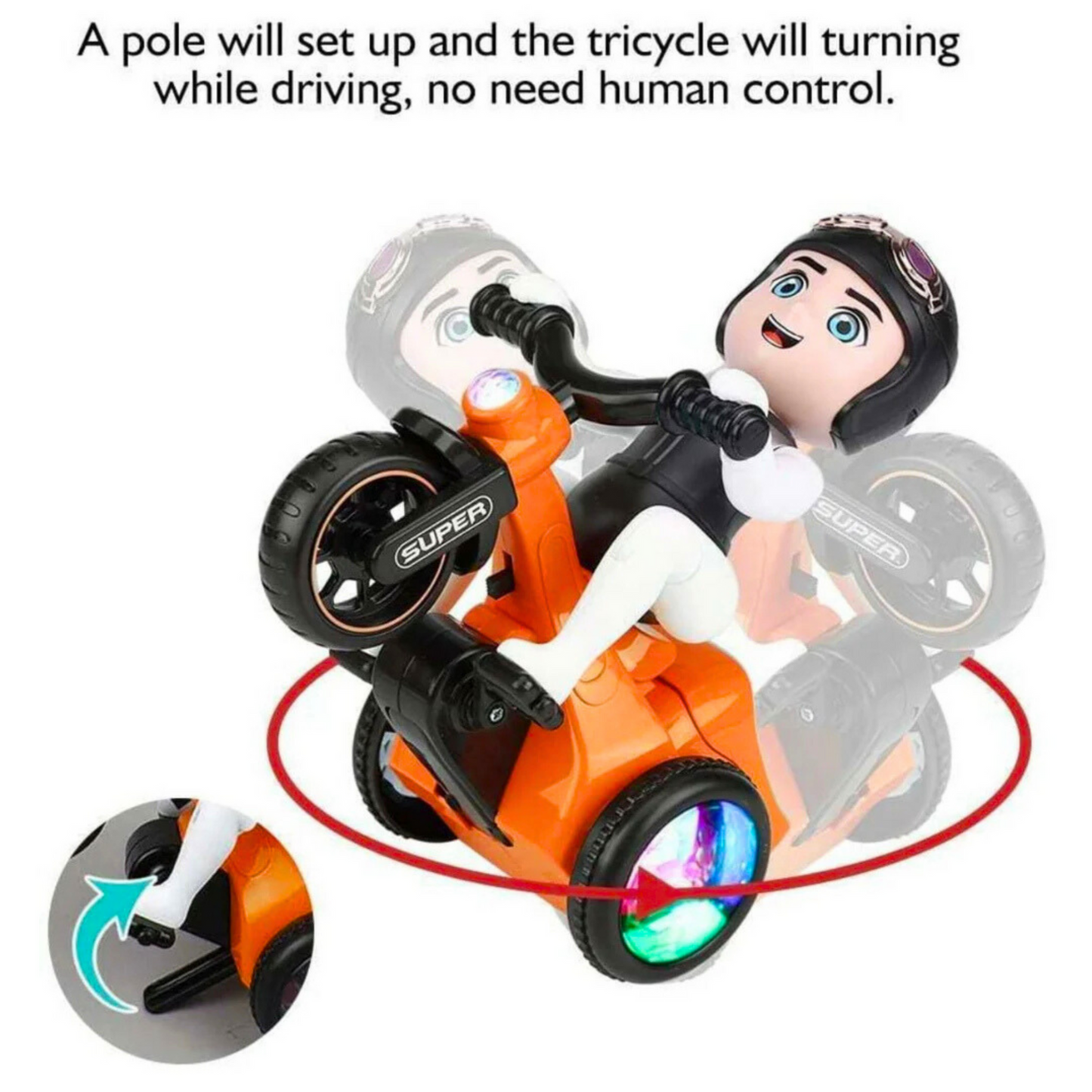 Automatic Stunt Biker Toy with 360Β° Rotation, Lights & Music