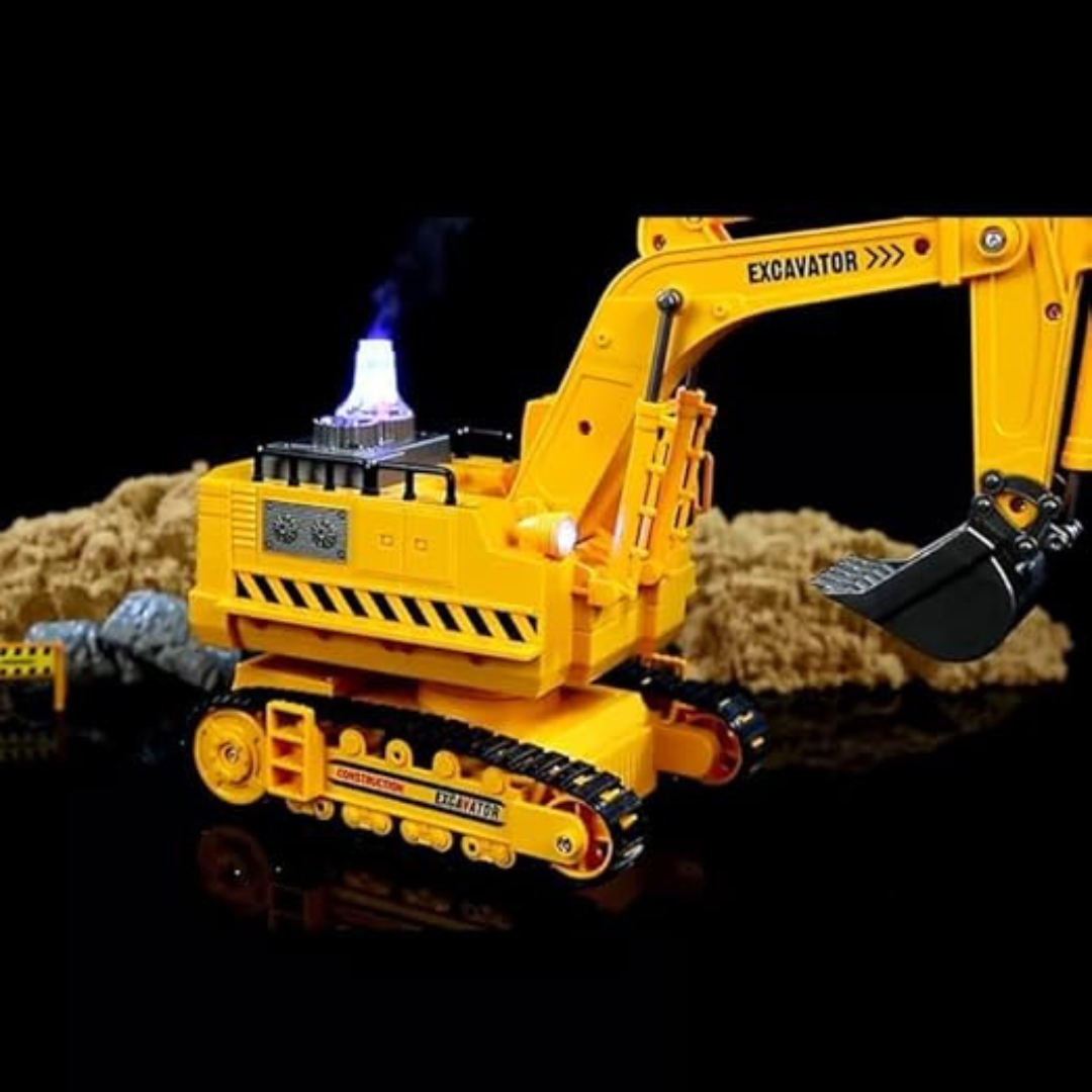 Big RC Excavator – 11-Channel Remote Control Construction Tractor with Smoke Effect, Lights & Sound Toy for Kids