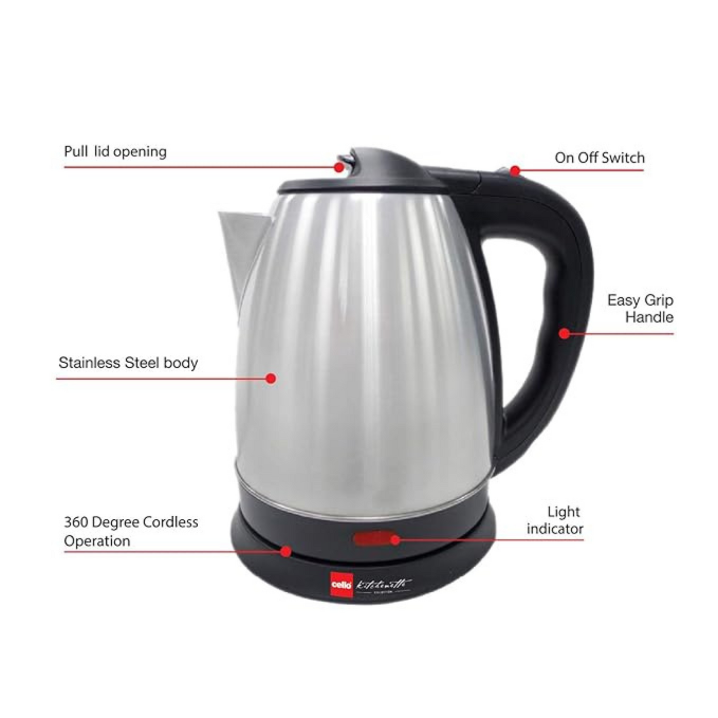 Cello Quick Boil Electric Kettle 1.5 Litre