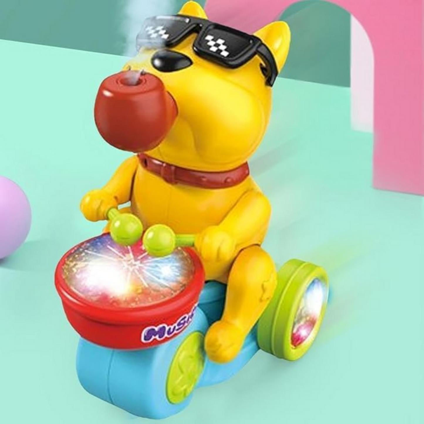 Musical Drummer Dog Toy with Lights & Sounds