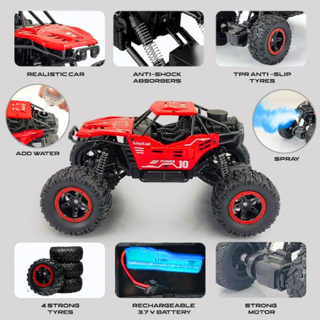 RC Monster Truck Toy โ Off-Road Car with Mist Smoke & LED Lights | Rechargeable