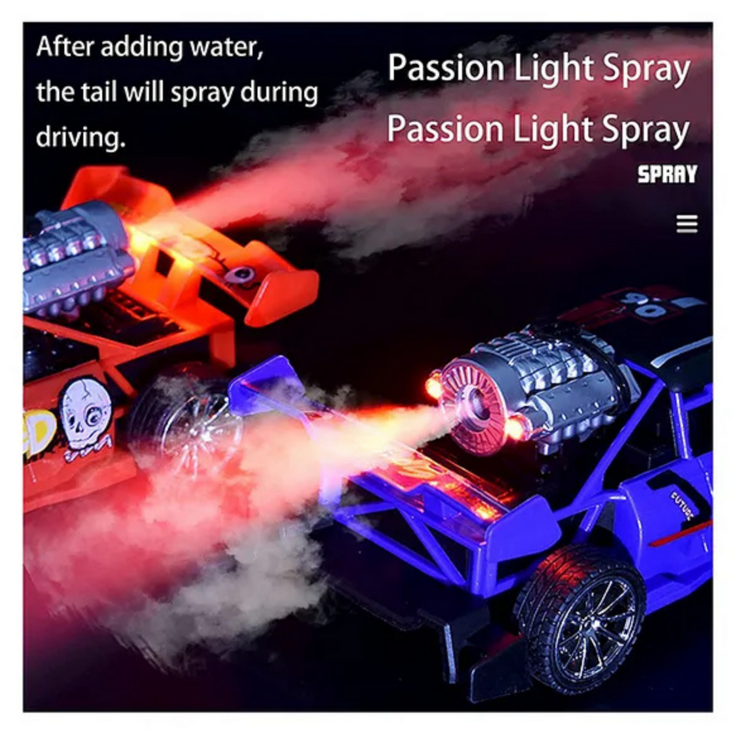 Rechargeable Remote Control Car with Smoke Exhaust & Lights โ High-Speed RC Racing Toy for Kids