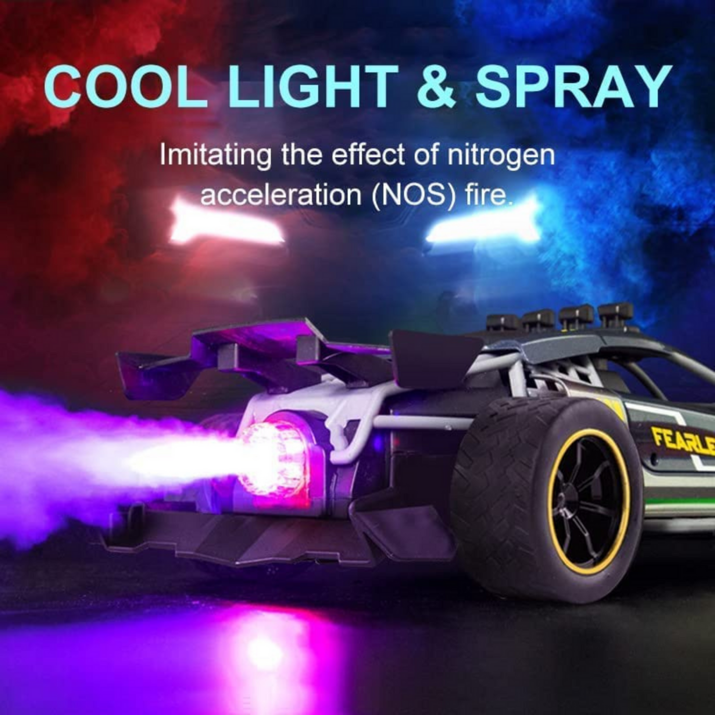 Rechargeable Remote Control Car with Smoke Exhaust & Lights โ High-Speed RC Racing Toy for Kids