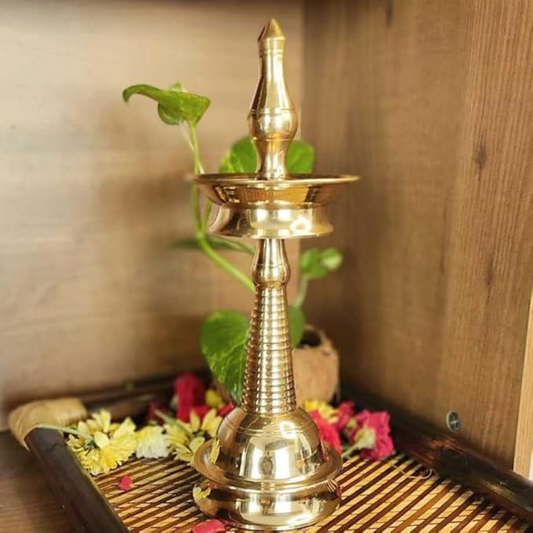 Pure Brass Traditional Oil Lamp – Mini Kerala Deepam for Pooja & Décor