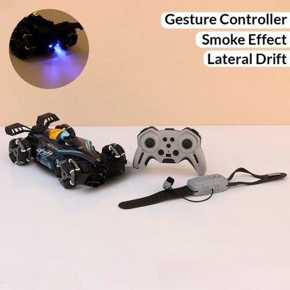 2-in-1 Gesture & Remote Control Drift Racing Car – 360° Spins, Lights, Music & Spray Effect for Kids