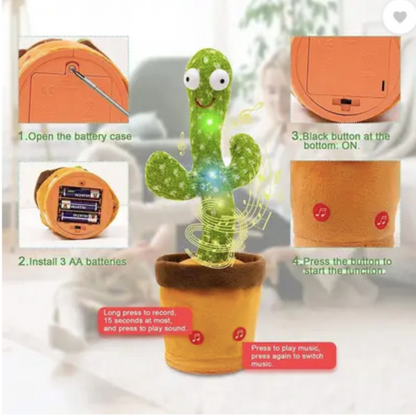 Dancing Cactus Toy – Talking, Singing & Glowing Plush for Kids