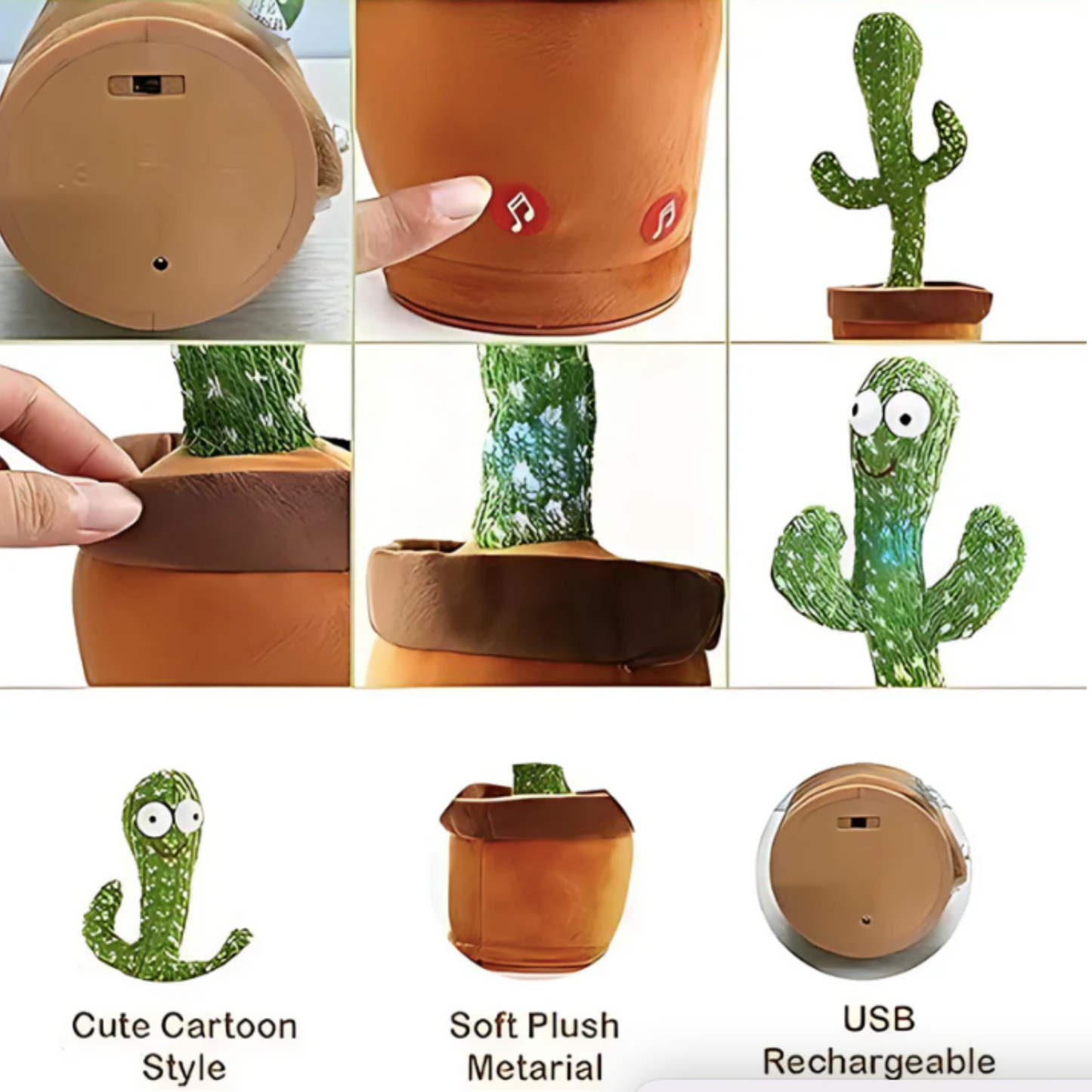Dancing Cactus Toy – Talking, Singing & Glowing Plush for Kids