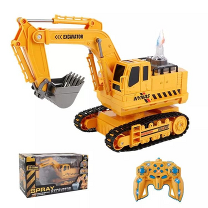 Big RC Excavator – 11-Channel Remote Control Construction Tractor with Smoke Effect, Lights & Sound Toy for Kids