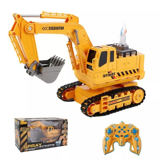 Big RC Excavator – 11-Channel Remote Control Construction Tractor with Smoke Effect, Lights & Sound Toy for Kids