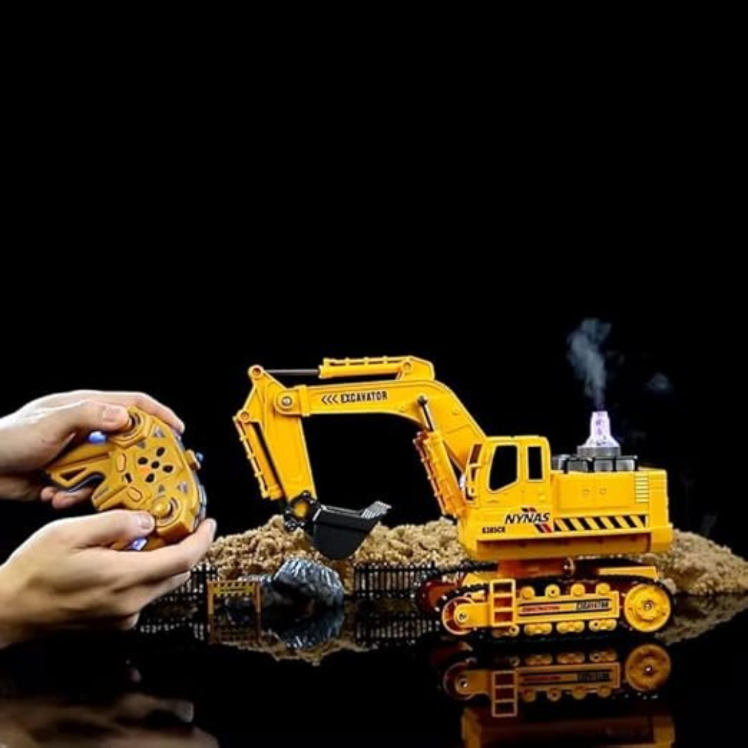 Big RC Excavator – 11-Channel Remote Control Construction Tractor with Smoke Effect, Lights & Sound Toy for Kids