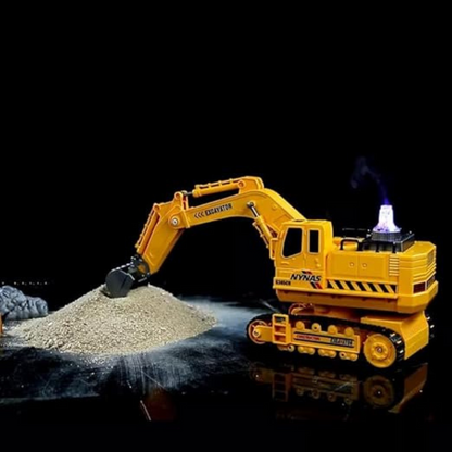 Big RC Excavator – 11-Channel Remote Control Construction Tractor with Smoke Effect, Lights & Sound Toy for Kids