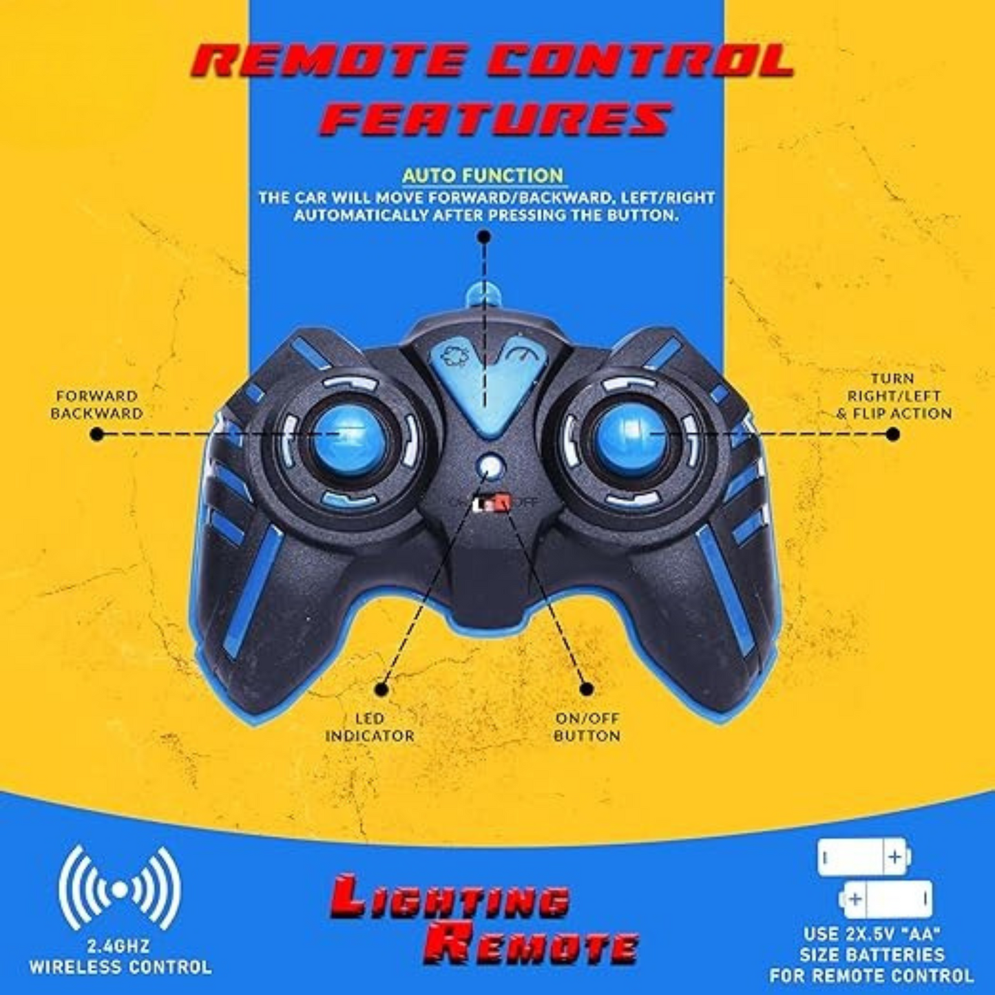 Double Flip Sixer Remote Control Stunt Car – 360° Flipping & Spinning RC Car with Strong Grip Tyres
