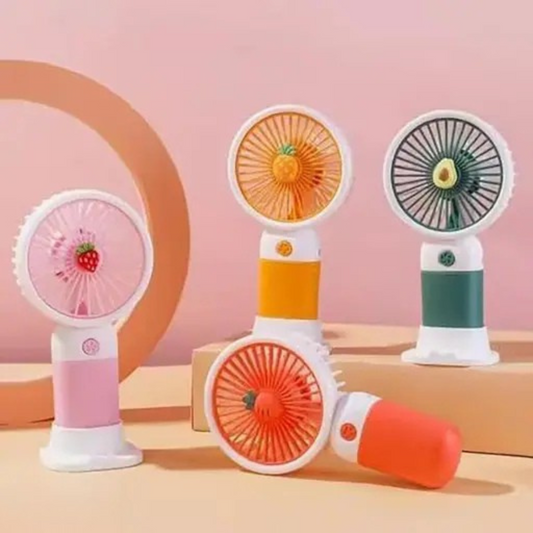 Mini Rechargeable Handheld Fan with Mobile Stand – Cute & Convenient