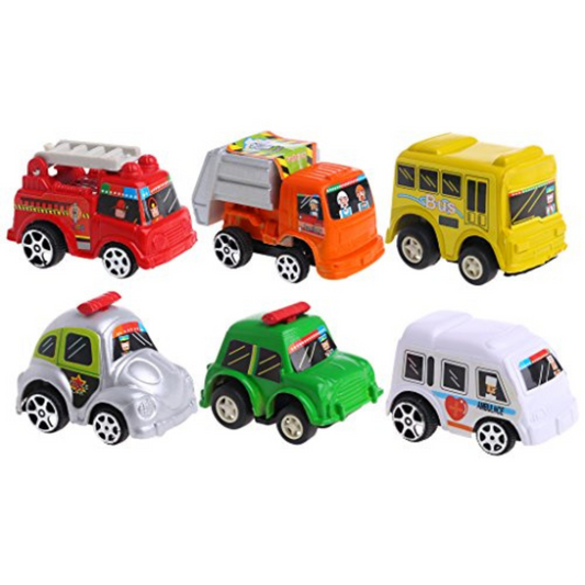 Miniature Racing Vehicles with Pull-Back Action - Durable and Colourful Toy Cars (Multicolour, Set of 6)