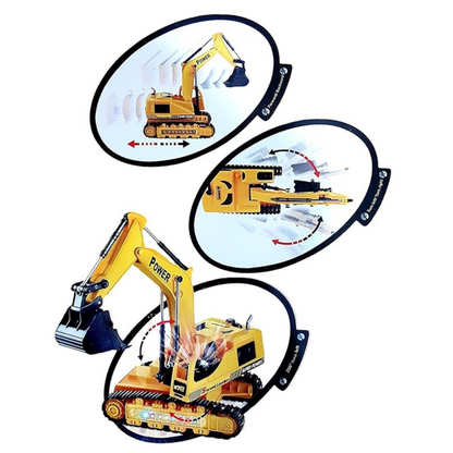 Rechargeable 5-Channel Remote-Controlled Excavator Truck Toy for Kids with LED Lights