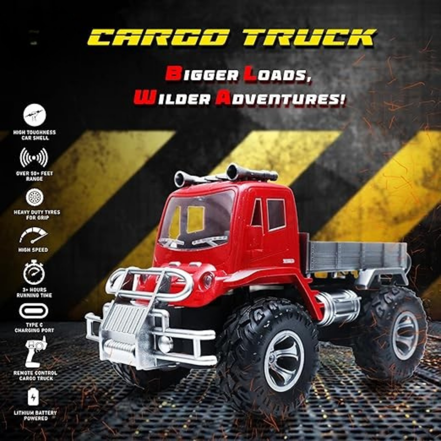 Cargo Truck 4x4 Rechargeable Remote Control Off-Road Vehicle – Heavy Duty RC Toy for Kids (Age 4+)