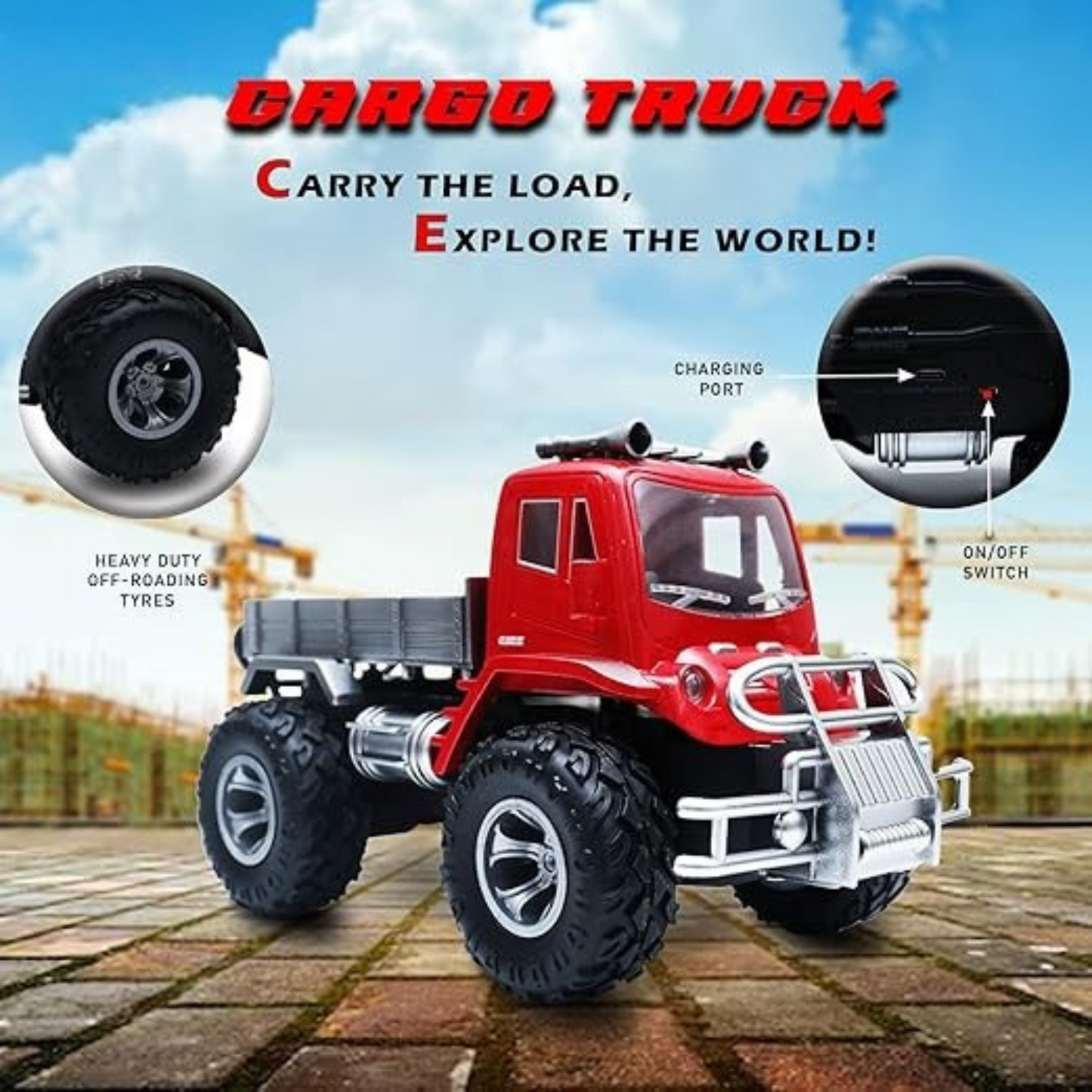 Cargo Truck 4x4 Rechargeable Remote Control Off-Road Vehicle – Heavy Duty RC Toy for Kids (Age 4+)