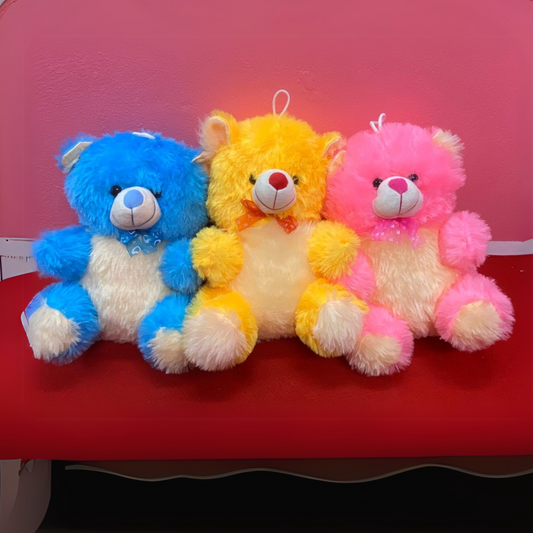 Small Plush Teddy Bear - Soft & Cuddly Stuffed Toy - Combo (Pink,Yellow,Blue)