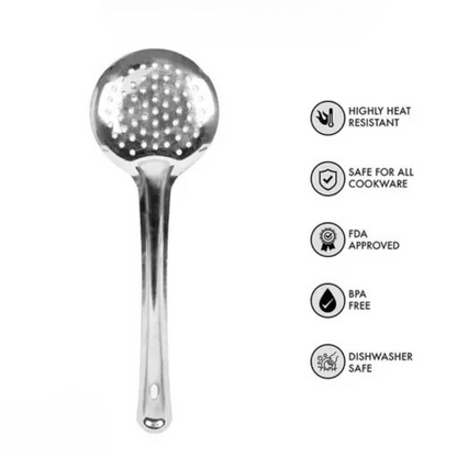 Stainless Steel Perforated Ladle – Ideal for Deep Frying & Straining