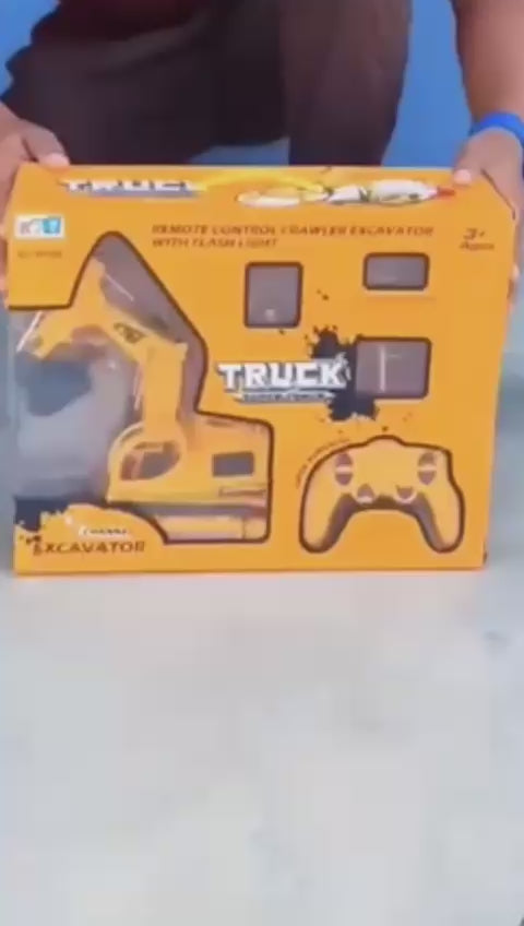 Rechargeable 5-Channel Remote-Controlled Excavator Truck Toy for Kids with LED Lights