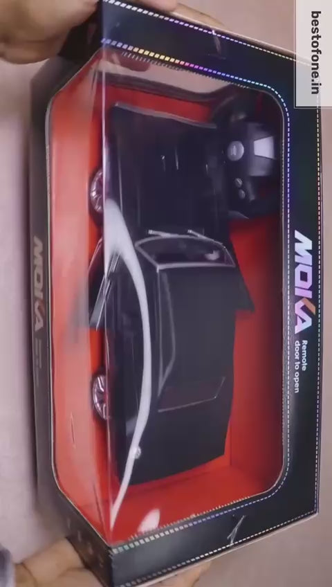 MOKA Remote Control Muscle Car – Rechargeable RC Car with LED Lights & Opening Doors