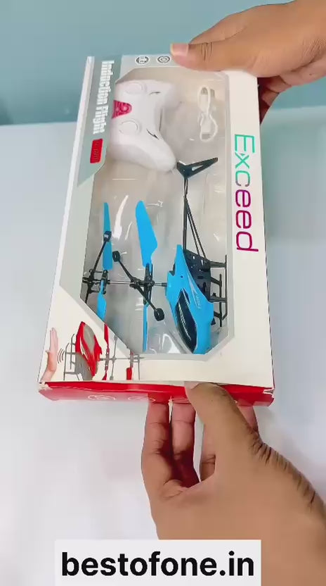 Rechargeable Flying Helicopter Toy with Hand Sensor, Remote Control & LED Lights